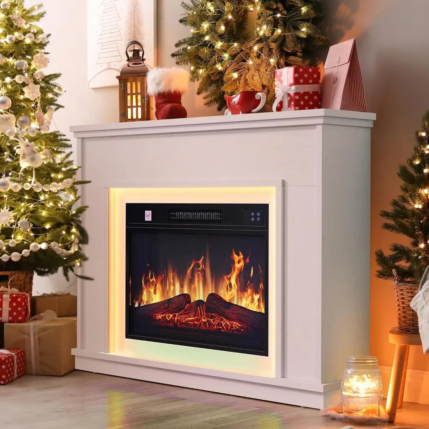 YITAHOME Cheminée Électrique avec Flamme 3D, Cheminée Décorative avec LED Multicolore et Télécommande, 100x26x80,5 CM