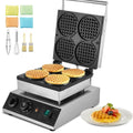 VEVOR Gaufrier Professionnel 1750W, 4 Gaufres Rondes, Inox Antiadhésif, Réglages Température et Minuterie, pour Restaurants et Boulangeries