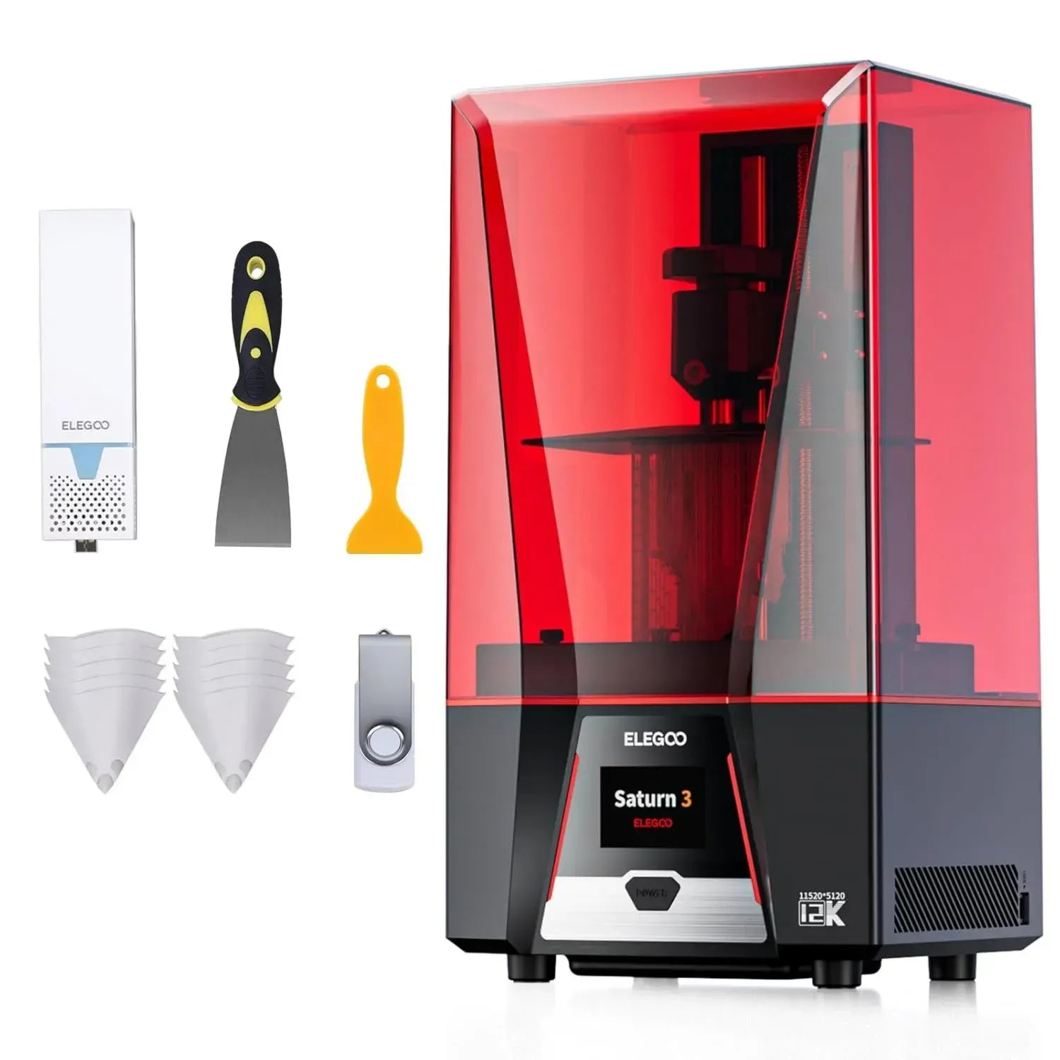 Imprimante 3D ELEGOO Saturn 3 Résine UV, LCD Monochrome 12K, Grande Surface d'Impression, avec Purificateur d'Air