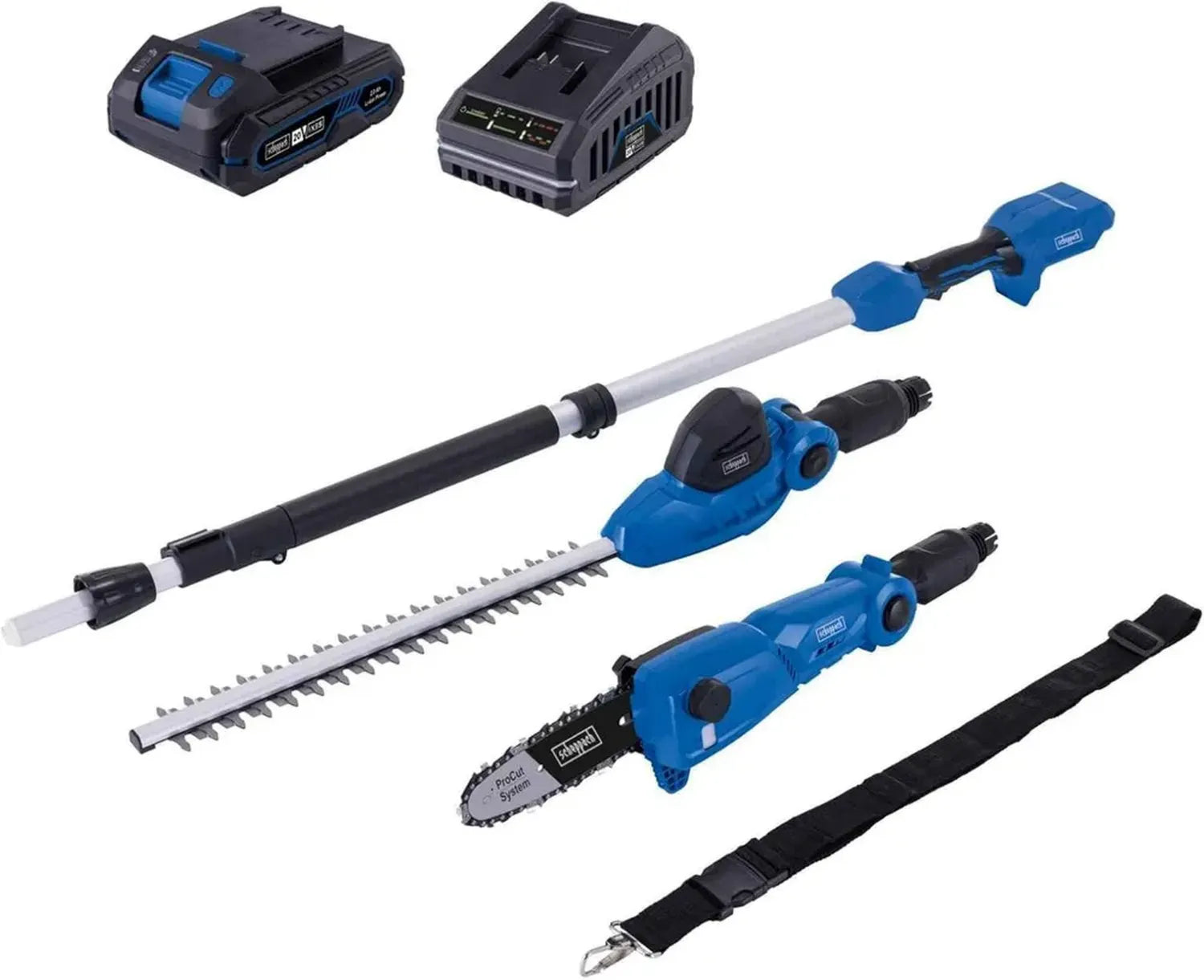 Scheppach Outil de Jardin sans Fil 2 en 1 20V - Taille-haie et Élagueuse avec Batterie et Chargeur